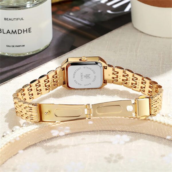 4 Quartz Square Golden Watch