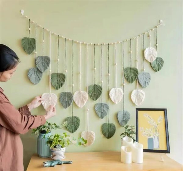 3 Woven Leaves Macrame Wall Hanging