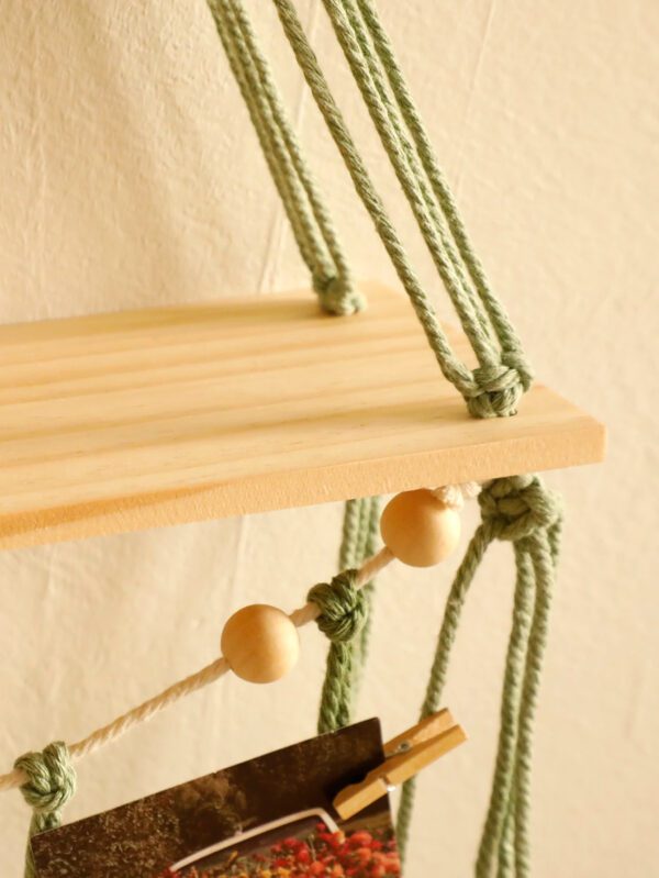 4 Leaf Macrame Floating Shelf