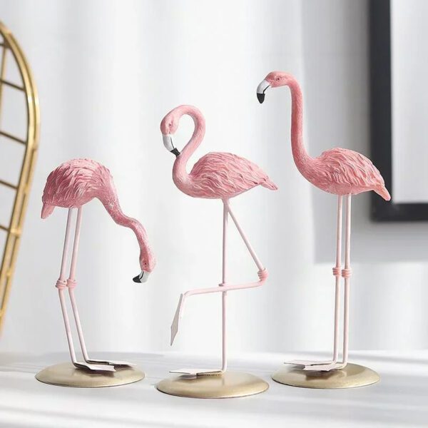 2 Pink Resin Flamingo Figures