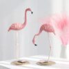 3 Pink Resin Flamingo Figures