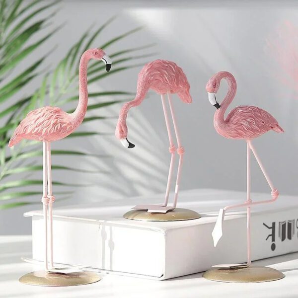 4 Pink Resin Flamingo Figures