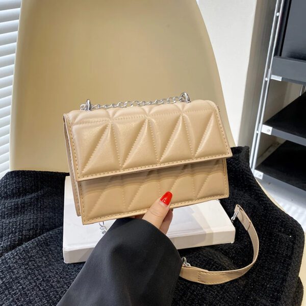 khaki Solid Plaid Crossbody Bag