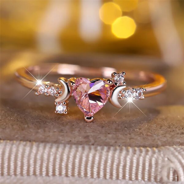 Pink Crystal h#Heart Stone Ring