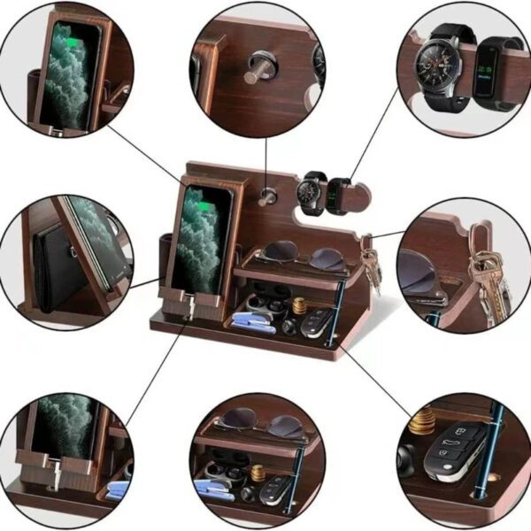 4 Multifunctional Wooden Bedside Docking Station