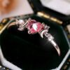 Pink Crystal h#Heart Stone Ring