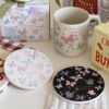 5 Cream Painted Butterfly Coffee Cup