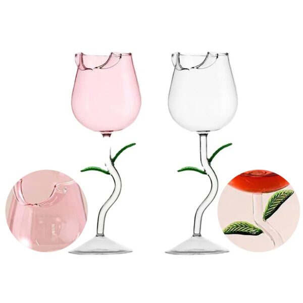 6 Rose Shaped Glass