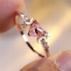 Pink Crystal h#Heart Stone Ring