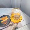 Hand-Knitted Sunflower Round Coaster
