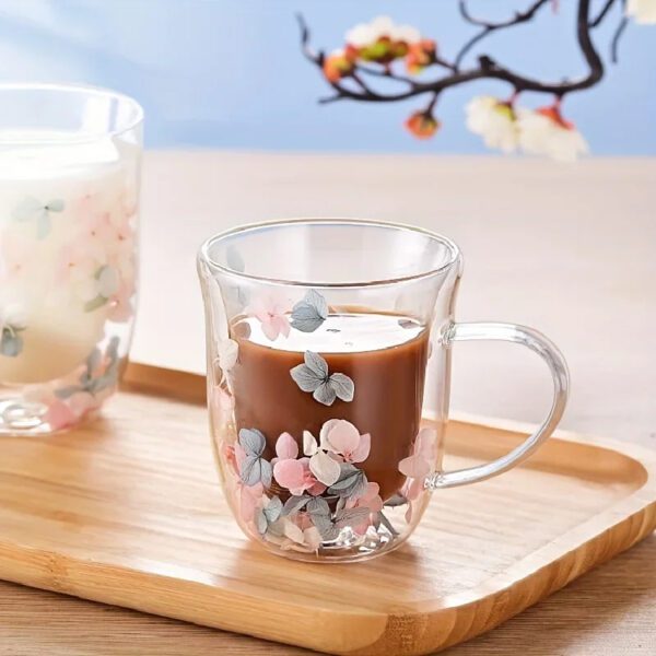 3 Floral Glass Cup