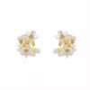 6 White Shell Flower Pearl Hoop Earrings