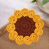 Hand-Knitted Sunflower Round Coaster