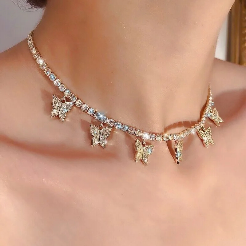 Crystal Butterfly Statement Necklace main image 1