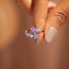 Sterling Silver Purple Flower Crystal Ring
