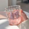 Bow Striped Glass Cup