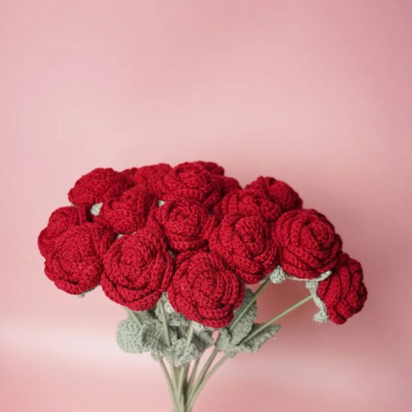3 Crochet Red Rose