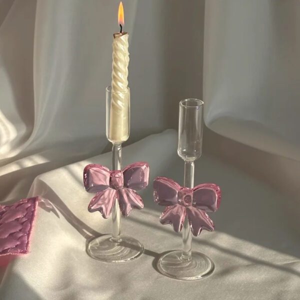 Pink Bow Candle Holder