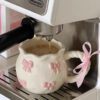 1 Pink Relief Bow Ceramic Mug