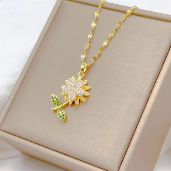 Micro Embellished Sunflower Pendant