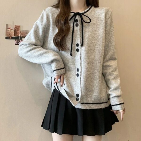Chic Bow Knit Cardigan