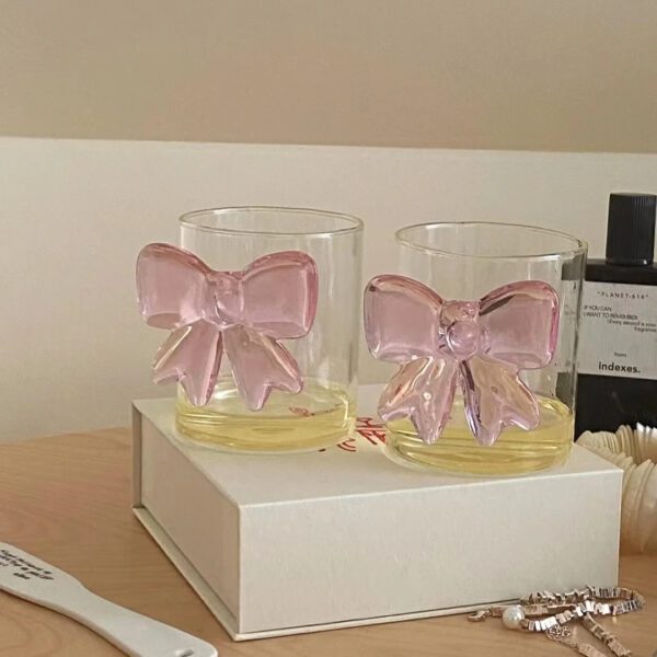 3D Pink Bow Glass Cup