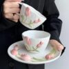 3 Ceramic Tulip Cup Set