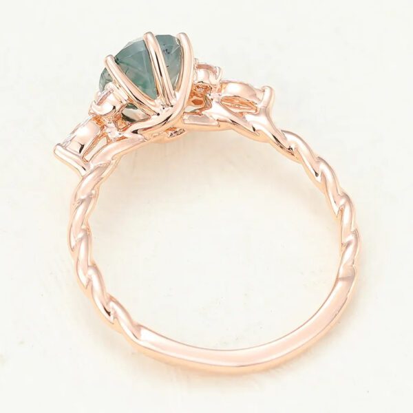 4 Oval Moss Agate Stone Ring