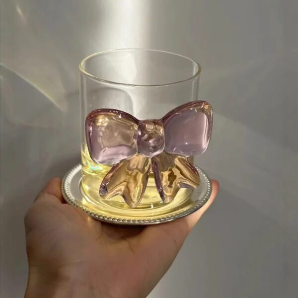 4 3D Pink Bow Glass Cup