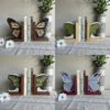 4 Iridescent Glass Butterfly Wing Bookends