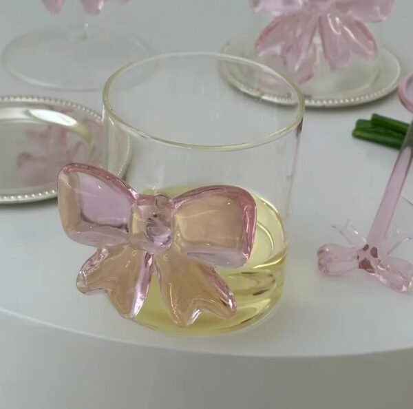 5 3D Pink Bow Glass Cup