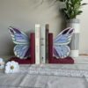 5 Iridescent Glass Butterfly Wing Bookends