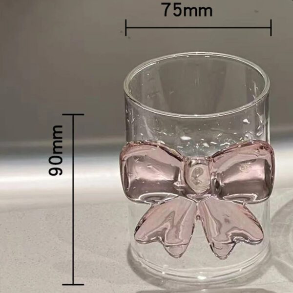 6 3D Pink Bow Glass Cup