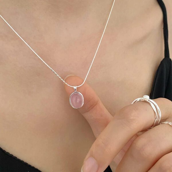 6 Pink Crystal Moonstone Pendant