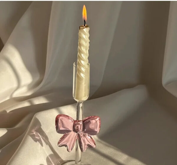 Pink Bow Candle Holder