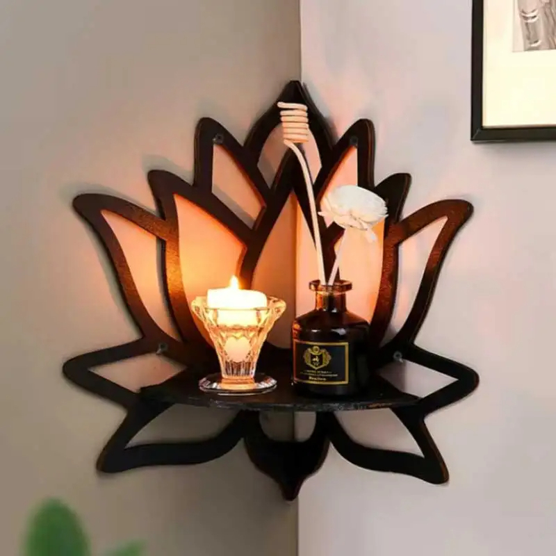 Wooden Lotus Hollow Decorative Rack - Flip In Cart