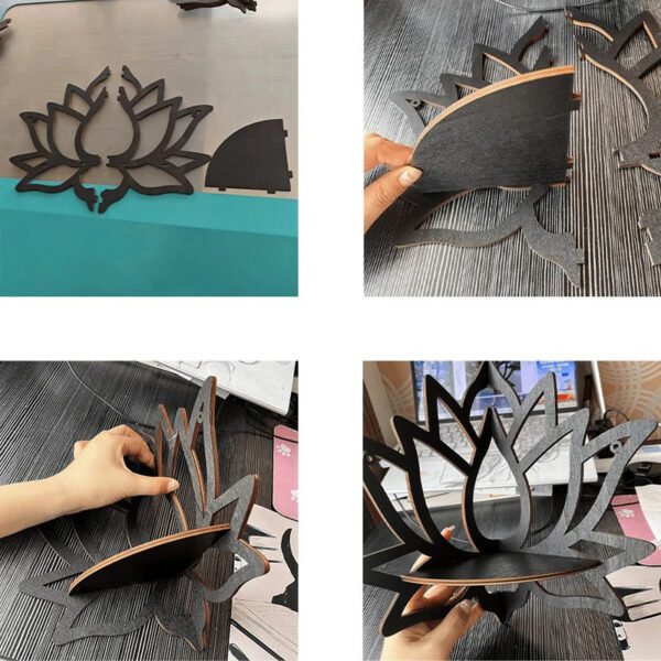 6 Wooden Lotus Hollow Decorative Rack
