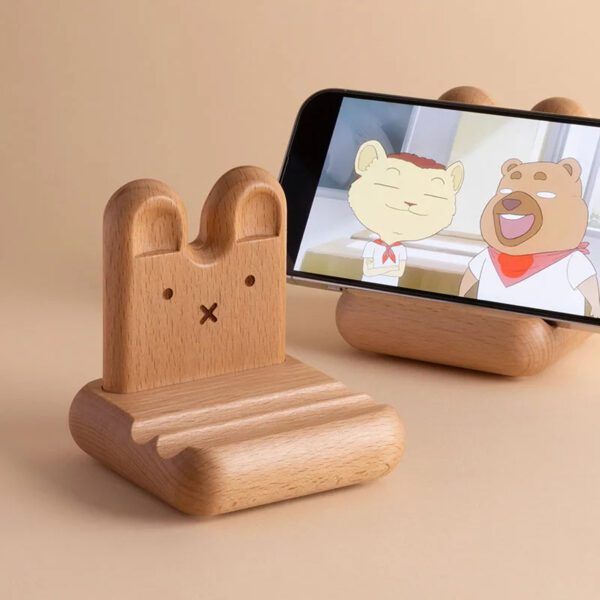 Wooden Rabbit Phone Stand