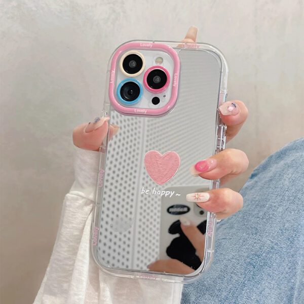 Pink Heart Mirror Case