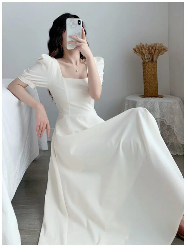 Slim Fit White Dress Top