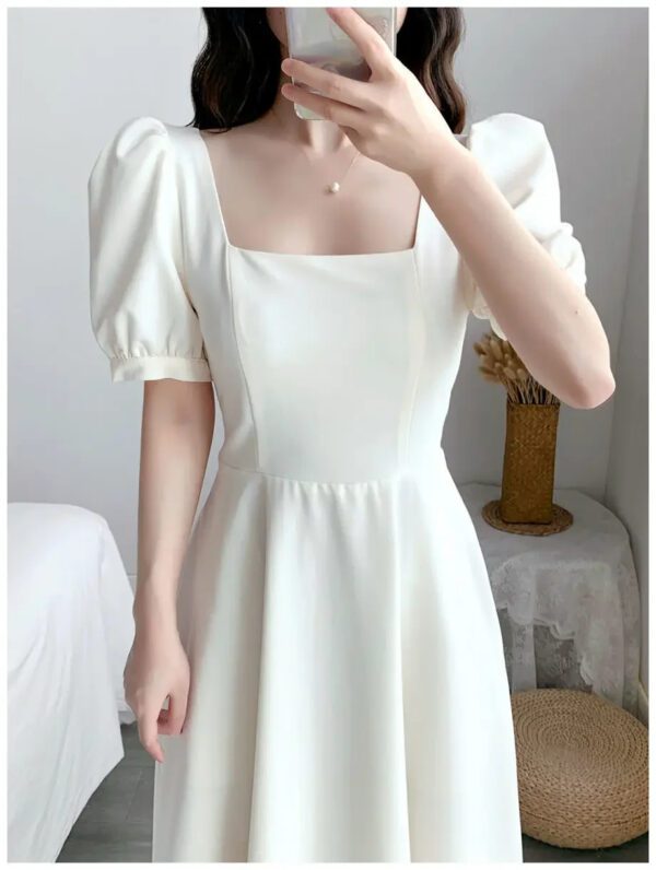 Slim Fit White Dress Top