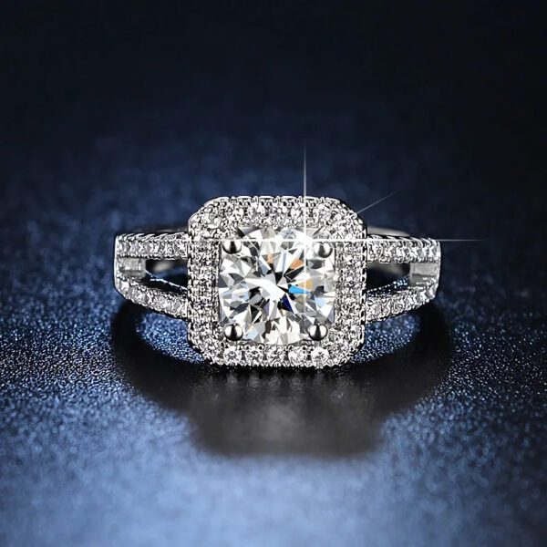 Square Crystal Silver Ring