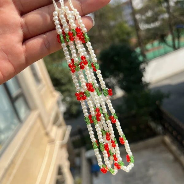 Beaded Cherry Phone Charm