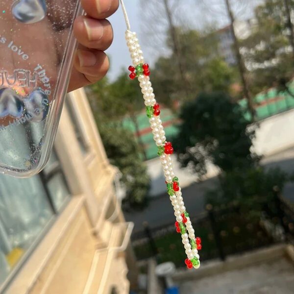 Beaded Cherry Phone Charm
