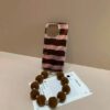 Pink And Brown Stripped Ball Charm Case