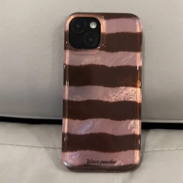 Pink And Brown Stripped Ball Charm Case