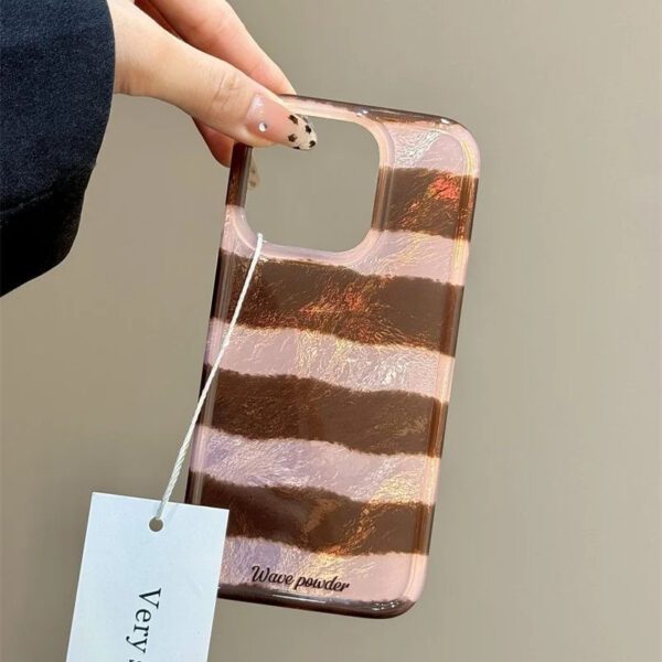 Pink And Brown Stripped Ball Charm Case