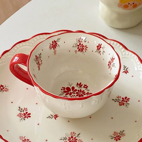 Red Floral Coffee Cup