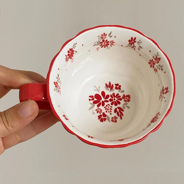 Red Floral Coffee Cup