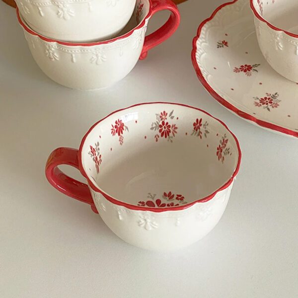 Red Floral Coffee Cup
